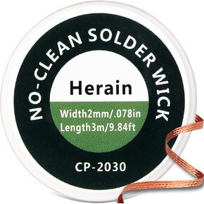 Herain No-Clean Solder Wick, Desoldering Braided Wicks, Desoldering Wicks Removal Tool Solder Sucker, Desoldering Wick Used to Remove the Solder and Disassemble Electrical Components
