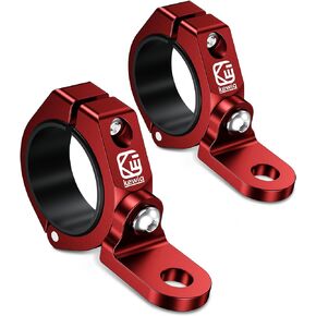 2 PCS UTV Whip Mounts, Sturdy UTV Flag Mount, Aluminium Alloy Whip Light Mount, 360° Rotating Adjustable Off-road Light Bar Clamp Mount Fit for 1.5"/1.65"/1.75"/1.85"/2" Roll Bar Cage, Red