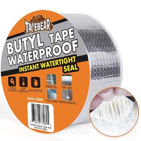 Butyl Tape Waterproof Sealant Tape 8inch x33feet, Aluminum Foil Duct Sealing Tape for RV Roof Repair, Boat and Pipe Sealing, Silicone, Glass & EDPM Roof Leak Patching, Silver