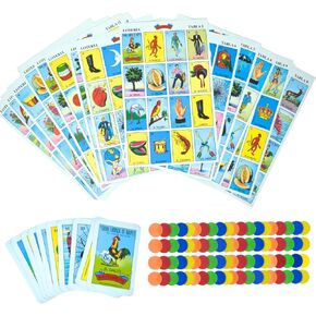 مجموعة ألعاب Lotería Mexican Bingo الأصلية - كاملة مع 100 شريحة بنغو لـ 20 لاعبًا - Lotería de Lujo Mexicana الأصلية - بطاقات اليانصيب الملونة in Kuwait