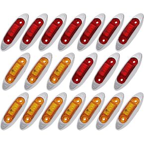 4 Inch Inch Mini Oval Amber LED Clearance Light Side Marker Signal Lamp for Trailer Cab Car SUV Camper Truck Tow Pickup 10-30v DC Universal QR1030 (10 Pcs)