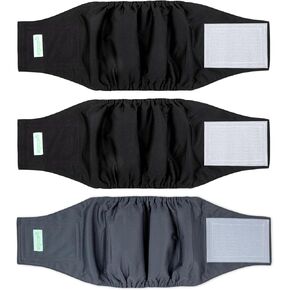 wegreeco Washable Male Dog Belly Band (Stylish Pattern)- Pack of 3 - Washable Male Dog Belly Wrap, Dog Diapers Male (Black, Black, Charcoal, X-Small)