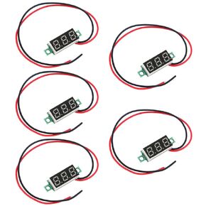 5Pcs 2 Wire 0.28inch Voltage Tester Red LED Display Panel Mini DC Voltmeter for Cars/Motorcycles Battery Monitor