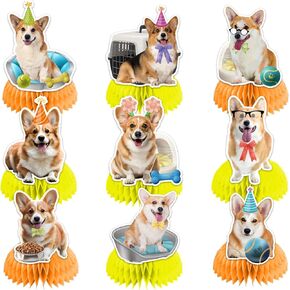 9 PCS Corgi Honeycomb Centerpieces Table Decorations Corgi Table Centerpieces for Corgi Party Supplies Corgi Dog Birthday Party Decorations