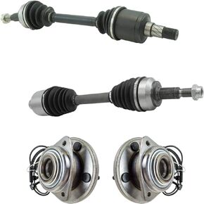 TRQ Front CV Axle Shafts & Wheel Hub Bearing Assemblies Set of 4 for Jeep