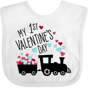 inktastic My First Valentines Day- Train Baby Bib