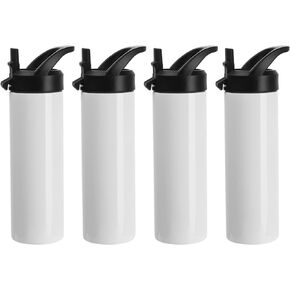 4PCS Sublimation Tumblers, 20 oz Blank Water Bottles with Straw & Handle Lid, Stainless Steel Straight Sports Bottles, Vacuum Insulated Sublimation Flasks for Glitter Vinyl in Kuwait