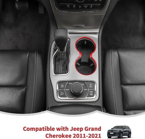 Carbon Fiber Cup Holder Trim Cover Frame Decorative Interior Accessories for Jeep Grand Cherokee 2011-2021 in Saudi Arabia