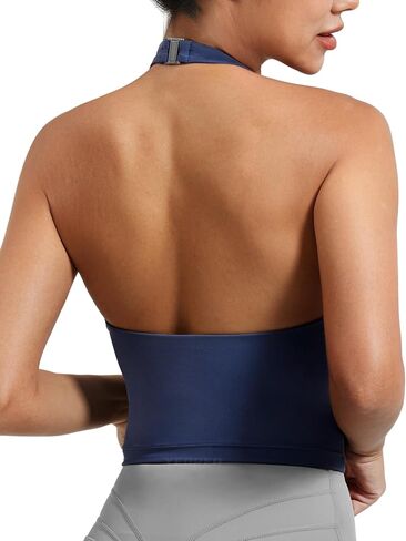 YEOREO Women's Halter Crop Top V Neck Workout Going Out Tank Top Hazel Padded Sleeveless Backless Trendy Summer Camisole in Saudi Arabia