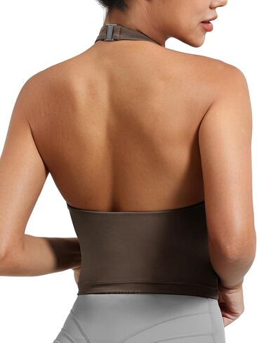 YEOREO Women's Halter Crop Top V Neck Workout Going Out Tank Top Hazel Padded Sleeveless Backless Trendy Summer Camisole in Saudi Arabia