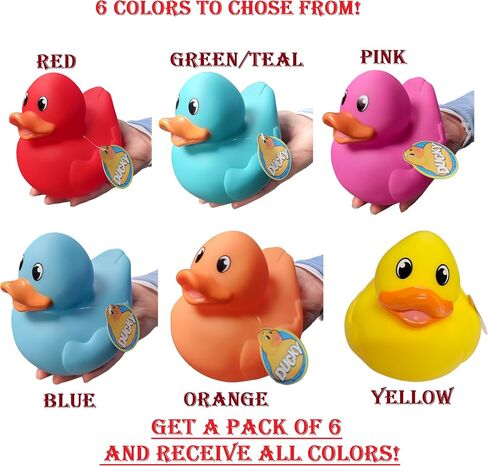 Big Rubber Ducky Collectible Mix (5.5") Colorful Selection: Red, Orange, Green, Blue, Yellow and Pink. Perfect for Ducking (Yellow) in Saudi Arabia
