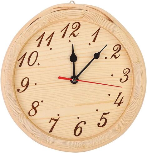 Haofy Round Wood Wall Clock Large Decorative Clock for Sauna Room, Living Room, Bedroom Accessory, No Glass Cover in Saudi Arabia
