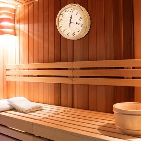 Haofy Round Wood Wall Clock Large Decorative Clock for Sauna Room, Living Room, Bedroom Accessory, No Glass Cover in Saudi Arabia
