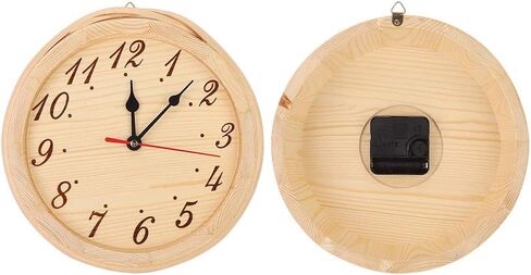 Haofy Round Wood Wall Clock Large Decorative Clock for Sauna Room, Living Room, Bedroom Accessory, No Glass Cover in Saudi Arabia