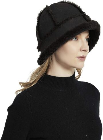 Shearling Sheepskin Beanie Hat, Unisex Winter Fur Warm Round Hat in Saudi Arabia