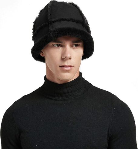 Shearling Sheepskin Beanie Hat, Unisex Winter Fur Warm Round Hat in Saudi Arabia