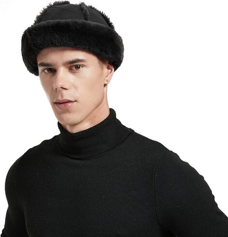 Shearling Sheepskin Beanie Hat, Unisex Winter Fur Warm Round Hat in Saudi Arabia