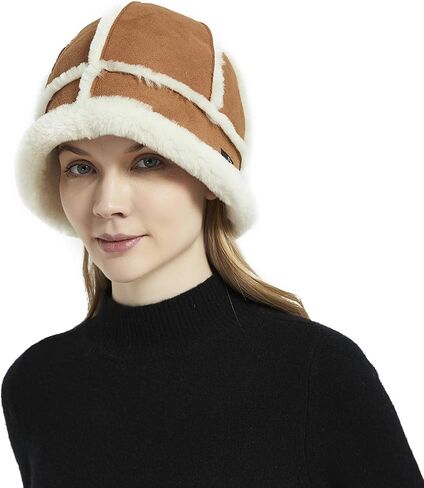 Shearling Sheepskin Beanie Hat, Unisex Winter Fur Warm Round Hat in Saudi Arabia