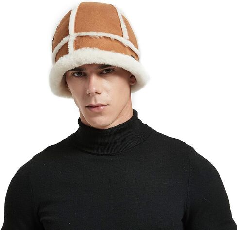 Shearling Sheepskin Beanie Hat, Unisex Winter Fur Warm Round Hat in Saudi Arabia