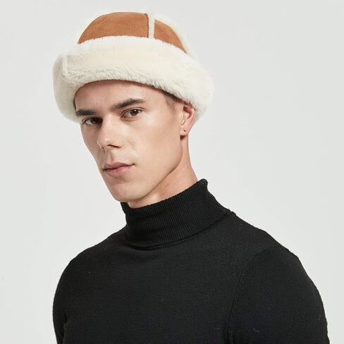 Shearling Sheepskin Beanie Hat, Unisex Winter Fur Warm Round Hat in Saudi Arabia