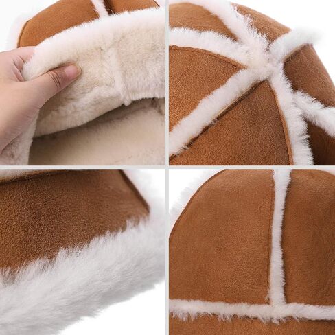 Shearling Sheepskin Beanie Hat, Unisex Winter Fur Warm Round Hat in Saudi Arabia