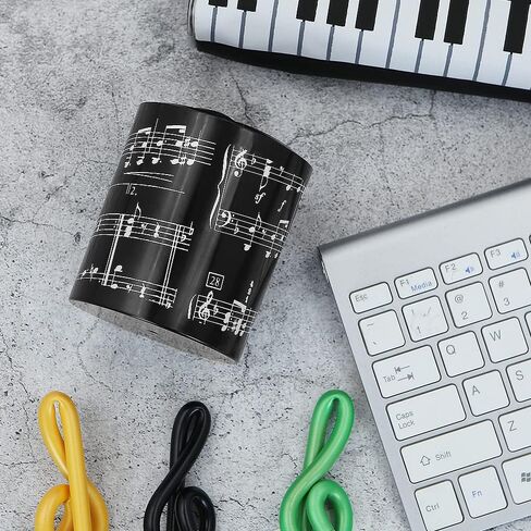 Winterworm Music Pencil Pen Container,Black Pencil Cup Musical Melody Theme Pen Holder Cup Pencil Pot Desk Organizer for Home Office Desktop Decoration Gift (Music Score) in Saudi Arabia