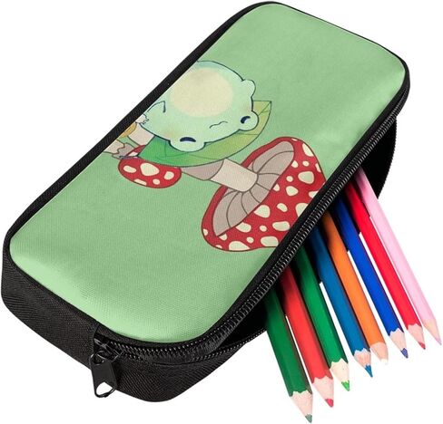 Wellflyhom الفطر الضفدع القلم مقلمة للفتيات kawaii الاشياء قلم رصاص الحقيبة السفر محفظة ماكياج حقيبة الضفدع قلم رصاص الحقيبة حامل القلم صندوق تخزين القرطاسية للنساء مكتب اللوازم المدرسية in Kuwait