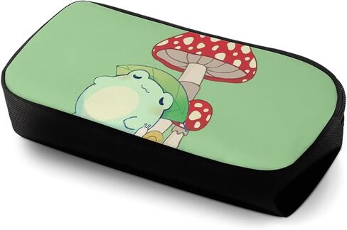WELLFLYHOM Mushroom Frog Pen Pencil Case for Girls Kawaii Stuff Pencil Pouch Travel Purse Makeup Bag Frog Pencil Pouch Pen Holder Stationery Storage Box for Women Office School Supplies in Saudi Arabia