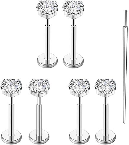 20g/18g/16g G23 Titanium Flat Back Earrings Stud Threadless Helix Tragus Labret Cartilage Lip Medusa Conch Piercing Jewelry Nose Rings Studs for Women Men Hypoallergenic in Saudi Arabia