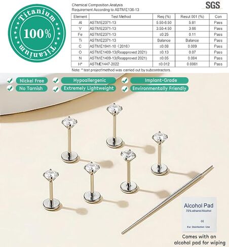 20 جرام/18 جرام/16 جرام G23 التيتانيوم أقراط مسطحة الظهر مسمار اللولب الزنمة Labret الغضروف الشفاه ميدوسا محارة ثقب المجوهرات حلقات الأنف ترصيع للنساء الرجال هيبوالرجينيك in Kuwait