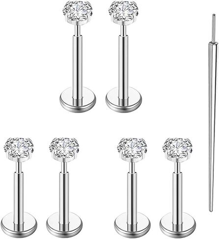 20 جرام/18 جرام/16 جرام G23 التيتانيوم أقراط مسطحة الظهر مسمار اللولب الزنمة Labret الغضروف الشفاه ميدوسا محارة ثقب المجوهرات حلقات الأنف ترصيع للنساء الرجال هيبوالرجينيك in Kuwait