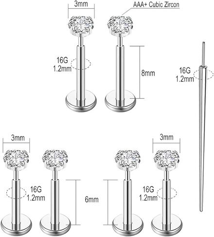 20 جرام/18 جرام/16 جرام G23 التيتانيوم أقراط مسطحة الظهر مسمار اللولب الزنمة Labret الغضروف الشفاه ميدوسا محارة ثقب المجوهرات حلقات الأنف ترصيع للنساء الرجال هيبوالرجينيك in Kuwait