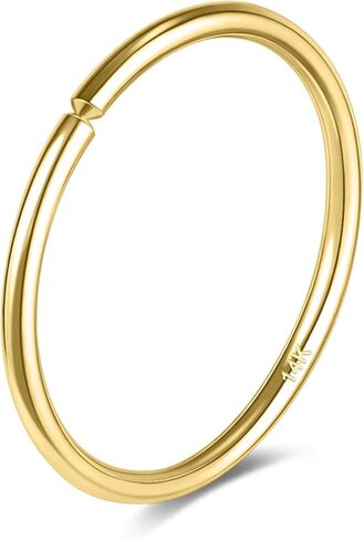 14k Solid Gold Thin Nose Ring Hoop, Handmade 26g/22g/20g Nose Piercing Jewelry, 6/8/10mm Diameter Hypoallergenic Real Gold Nose Rings for Women Men in Saudi Arabia
