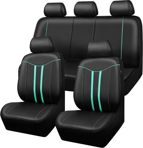 CAR-GRAND Piping Leather Car Seat Covers Full Set, Universal Stylish Automotive Waterproof Seat Covers with Airbag Compatible,2 Zipper Bench Design,Fit 90% SUV,Truck,Sedan (Black Grey) in Saudi Arabia