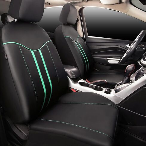 CAR-GRAND Piping Leather Car Seat Covers Full Set, Universal Stylish Automotive Waterproof Seat Covers with Airbag Compatible,2 Zipper Bench Design,Fit 90% SUV,Truck,Sedan (Black Grey) in Saudi Arabia