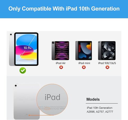 حافظة KVAGO iPad الجيل العاشر مع لوحة مفاتيح، لوحة مفاتيح مغناطيسية قابلة للفصل، حامل قلم رصاص مدمج، لوحة مفاتيح بلوتوث بإضاءة خلفية، لوحة تتبع متعددة اللمس، حافظة لوحة مفاتيح iPad الجيل العاشر 10.9 بوصة أسود in Kuwait