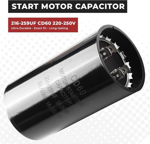 216-259 uf/MFD 220-250 VAC ±20% CD60 Round Motor Start Capacitor 50/60 Hz AC Electric Motor Universal Fit for AC Motor Run or Fan Start and Cool or Heat Pump Air Conditioner by Kotoysoo in Kuwait
