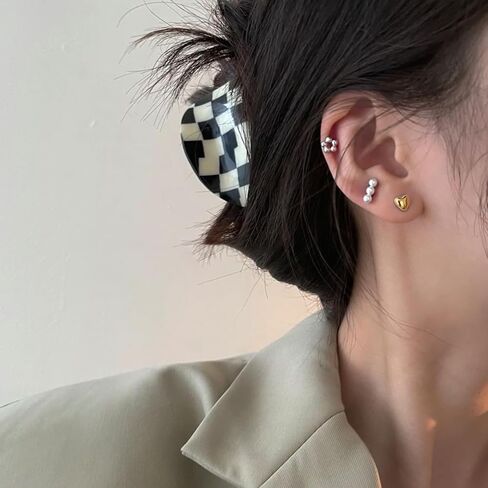 Cute Heart Cartilage Tiny Stud Earrings 925 Sterling Silver Gold Silver Tone Love Hearted Tragus Screw Back Ball Sleeper Helix Small Studs Earring Fashion Hypoallergenic Jewelry Gifts Valentine's Day 18G in Saudi Arabia