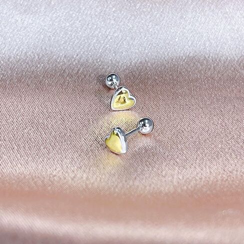 Cute Heart Cartilage Tiny Stud Earrings 925 Sterling Silver Gold Silver Tone Love Hearted Tragus Screw Back Ball Sleeper Helix Small Studs Earring Fashion Hypoallergenic Jewelry Gifts Valentine's Day 18G in Saudi Arabia