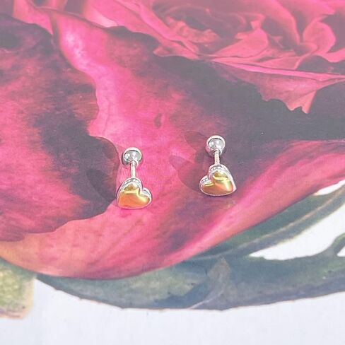 Cute Heart Cartilage Tiny Stud Earrings 925 Sterling Silver Gold Silver Tone Love Hearted Tragus Screw Back Ball Sleeper Helix Small Studs Earring Fashion Hypoallergenic Jewelry Gifts Valentine's Day 18G in Saudi Arabia