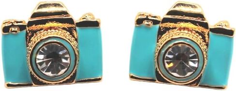 أقراط الكاميرا الذهبية | مجوهرات المصور الوردي الأزرق | عدسة حجر الراين الرجعية الرائعة | أفكار هدايا فريدة | سحر جميل النساء الفتيات in Kuwait