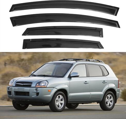 Window Visor Compatible with Hyundai Tucson 2005-2009, Rain Guard Tape-On Extra Durable Sun Wind Air Side Vent Window Deflector, 2005 2006 2007 2008 2009 in Saudi Arabia
