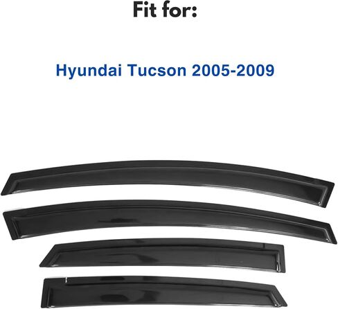 Window Visor Compatible with Hyundai Tucson 2005-2009, Rain Guard Tape-On Extra Durable Sun Wind Air Side Vent Window Deflector, 2005 2006 2007 2008 2009 in Saudi Arabia