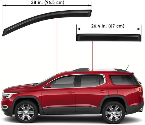 Lightronic WV194263 in-Channel Side Window Visor Deflector Vent Rain Guard, Dark Smoke, 4-Pieces Set, Fits 2017-2023 GMC Acadia (EXCLUDES Acadia Limited Model) in Saudi Arabia