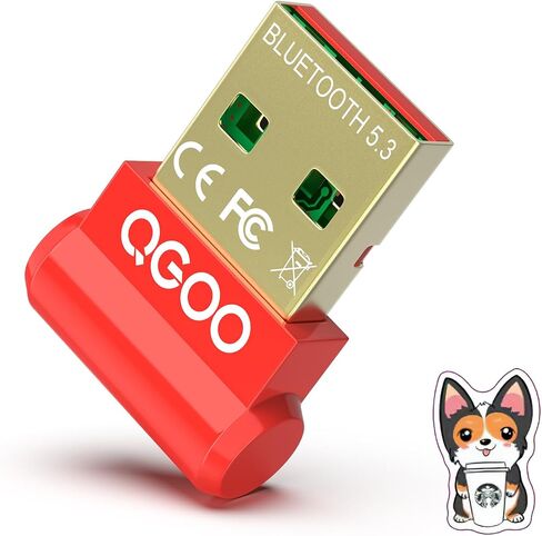 محول بلوتوث USB للكمبيوتر الشخصي - QGOO Bluetooth Dongle 5.3 EDR، مستقبل بلوتوث لاسلكي للكمبيوتر المكتبي والكمبيوتر المحمول بلوتوث Windows 8.1/10/11 (أحمر-053) in Saudi Arabia