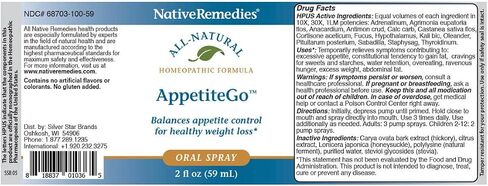 Native Remedies AppetiteGo Tonic - Natural Homeopathic Formula Temporarily Relieves Feelings of Hunger or an Empty Stomach - Reduces Desire for Stress Eating or Food Cravings - 59 mL in Saudi Arabia