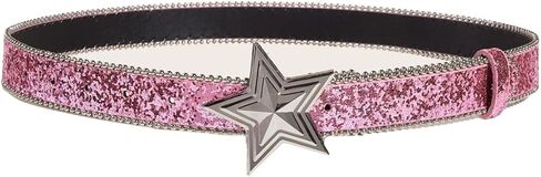 Women Shiny Sequins PU Leather Waist Belt Girls Bling Y2K Star Belts for Jeans Dress in Saudi Arabia