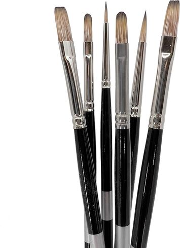 Trekell Legion Bristle Acrylic Paint Brush Set - Assorted Professional Paint Brushes for Oil Paint and Gouache - 10" Brush Handles, 6 Piece Set in Saudi Arabia