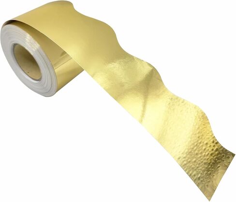 65 Feet Gold Bulletin Board Borders, Scalloped Border Trim, Rolled Classroom Borders for Bulletin Board, White Board, Cork Board, Locker, and Classroom Décor Burlap Scalloped Border Trim in Saudi Arabia