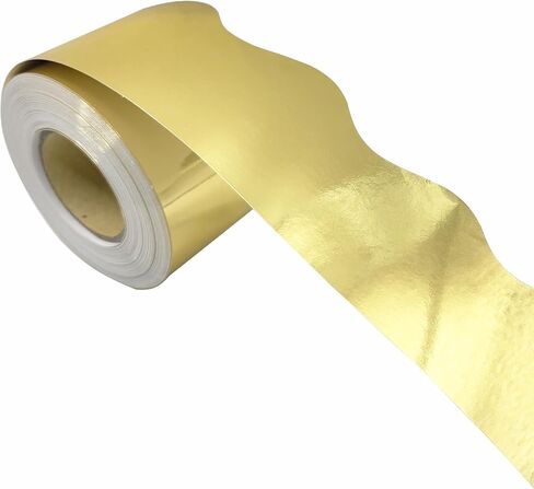 65 Feet Gold Bulletin Board Borders, Scalloped Border Trim, Rolled Classroom Borders for Bulletin Board, White Board, Cork Board, Locker, and Classroom Décor Burlap Scalloped Border Trim in Saudi Arabia